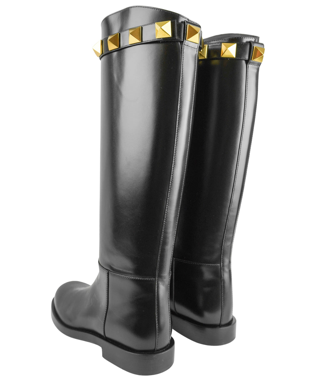 Valentino Rock Stud Boots in Black/Gold - Discounts on Valentino at UAL