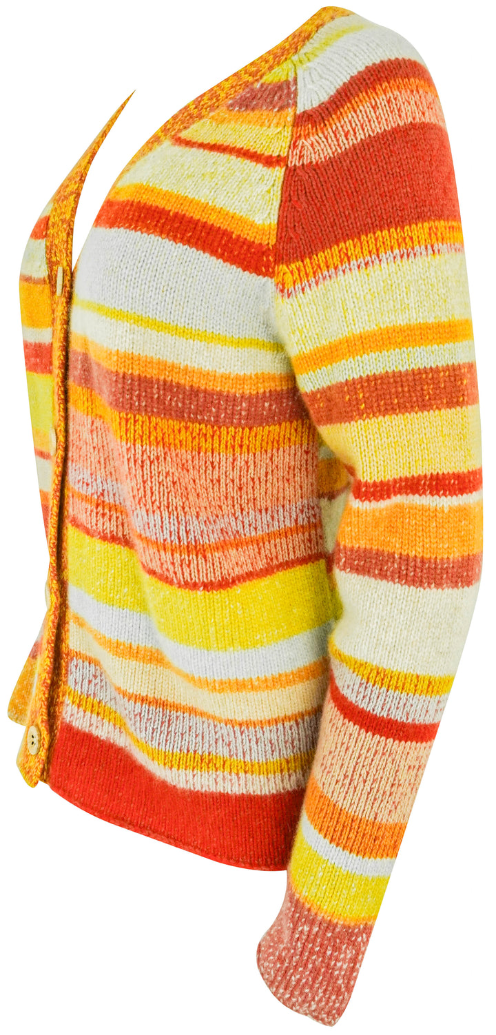 The Elder Statesman Striped Cardigan in Red and Orange - Discounts on The Elder Statesman at UAL