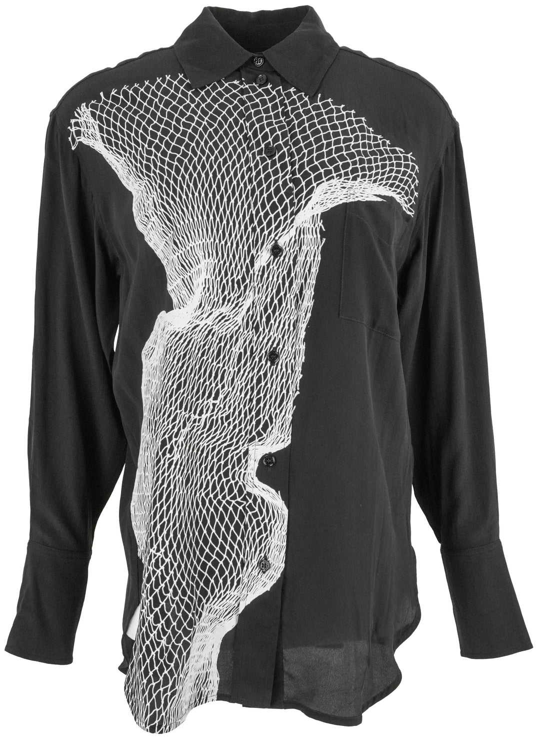 Victoria Beckham Long Sleeve Pyjama Shirt in Black - Discounts on Victoria Beckham at UAL