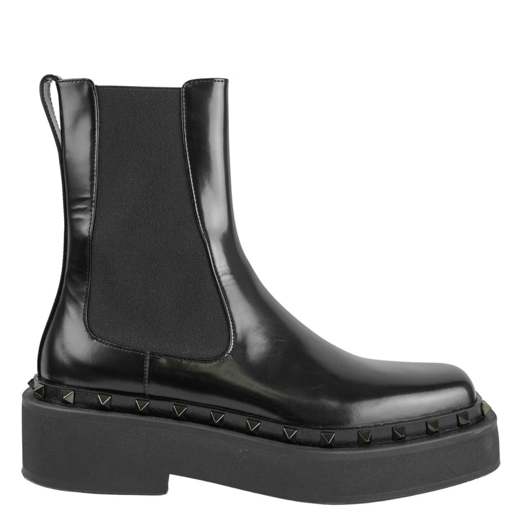 Valentino Beatle Boots with Mini Rock Studs in Black - Discounts on Valentino at UAL