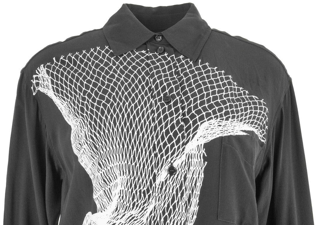 Victoria Beckham Long Sleeve Pyjama Shirt in Black - Discounts on Victoria Beckham at UAL