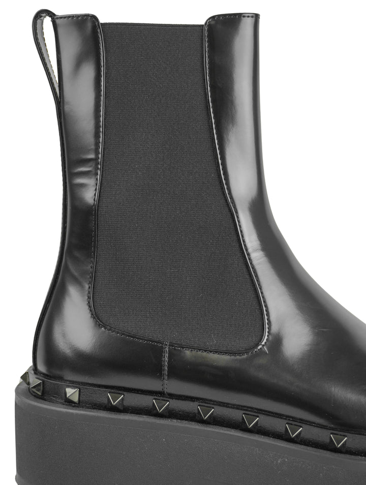 Valentino Beatle Boots with Mini Rock Studs in Black - Discounts on Valentino at UAL