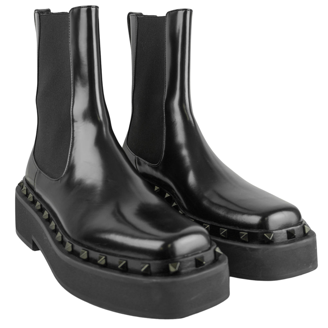 Valentino Beatle Boots with Mini Rock Studs in Black - Discounts on Valentino at UAL