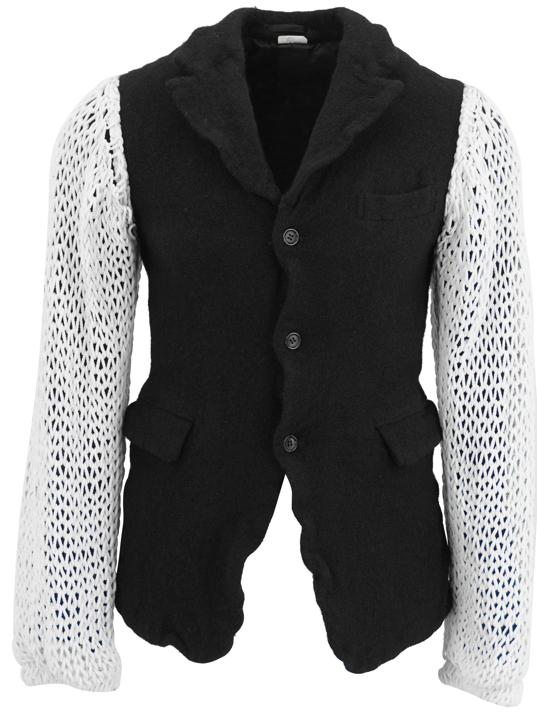 Comme des Garçons Knite Sleeve Blazer in Black and White - Discounts on COMME des GARÇONS at UAL