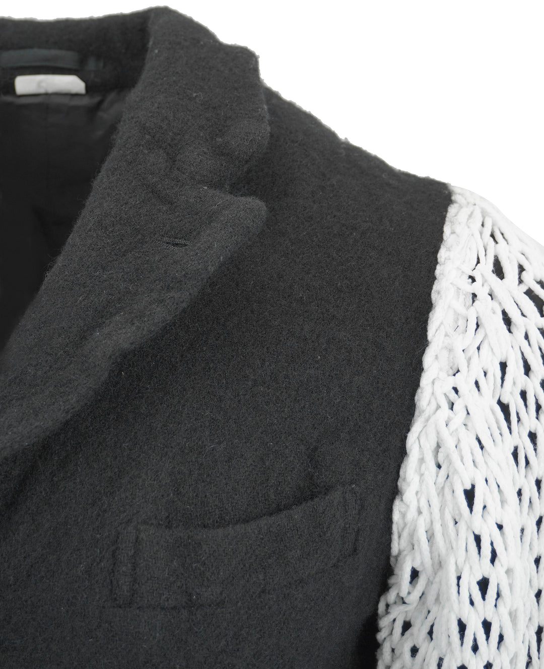 Comme des Garçons Knite Sleeve Blazer in Black and White - Discounts on COMME des GARÇONS at UAL