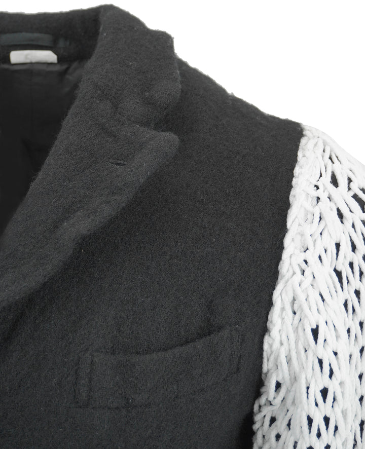 Comme des Garçons Knite Sleeve Blazer in Black and White - Discounts on COMME des GARÇONS at UAL