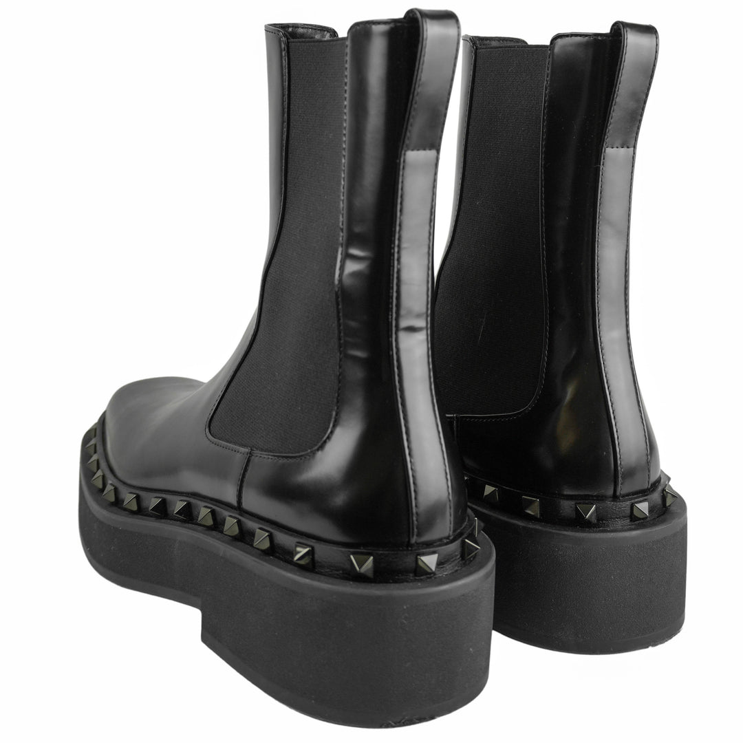 Valentino Beatle Boots with Mini Rock Studs in Black - Discounts on Valentino at UAL