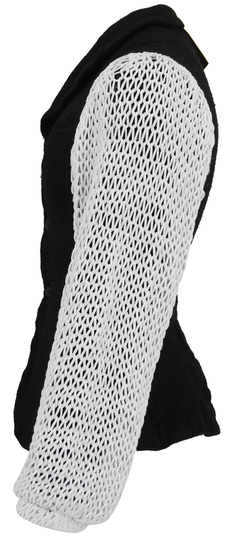 Comme des Garçons Knite Sleeve Blazer in Black and White - Discounts on COMME des GARÇONS at UAL