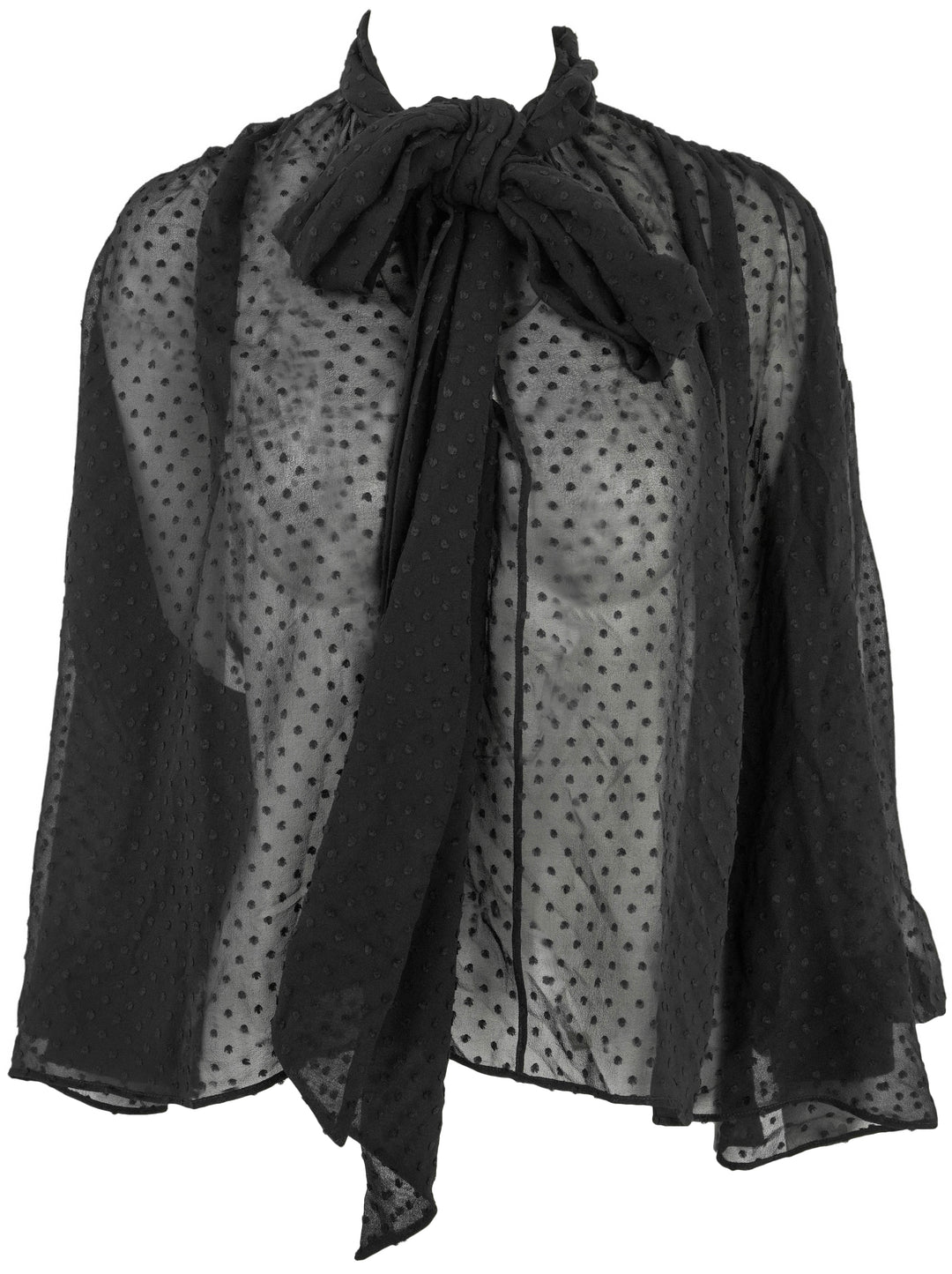 Chloe Dotted Sheer Silk Blouse in Black - Discounts on Chloé at UAL