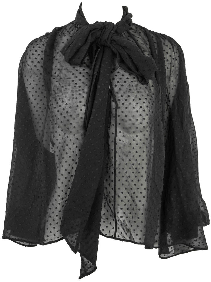 Chloe Dotted Sheer Silk Blouse in Black - Discounts on Chloé at UAL