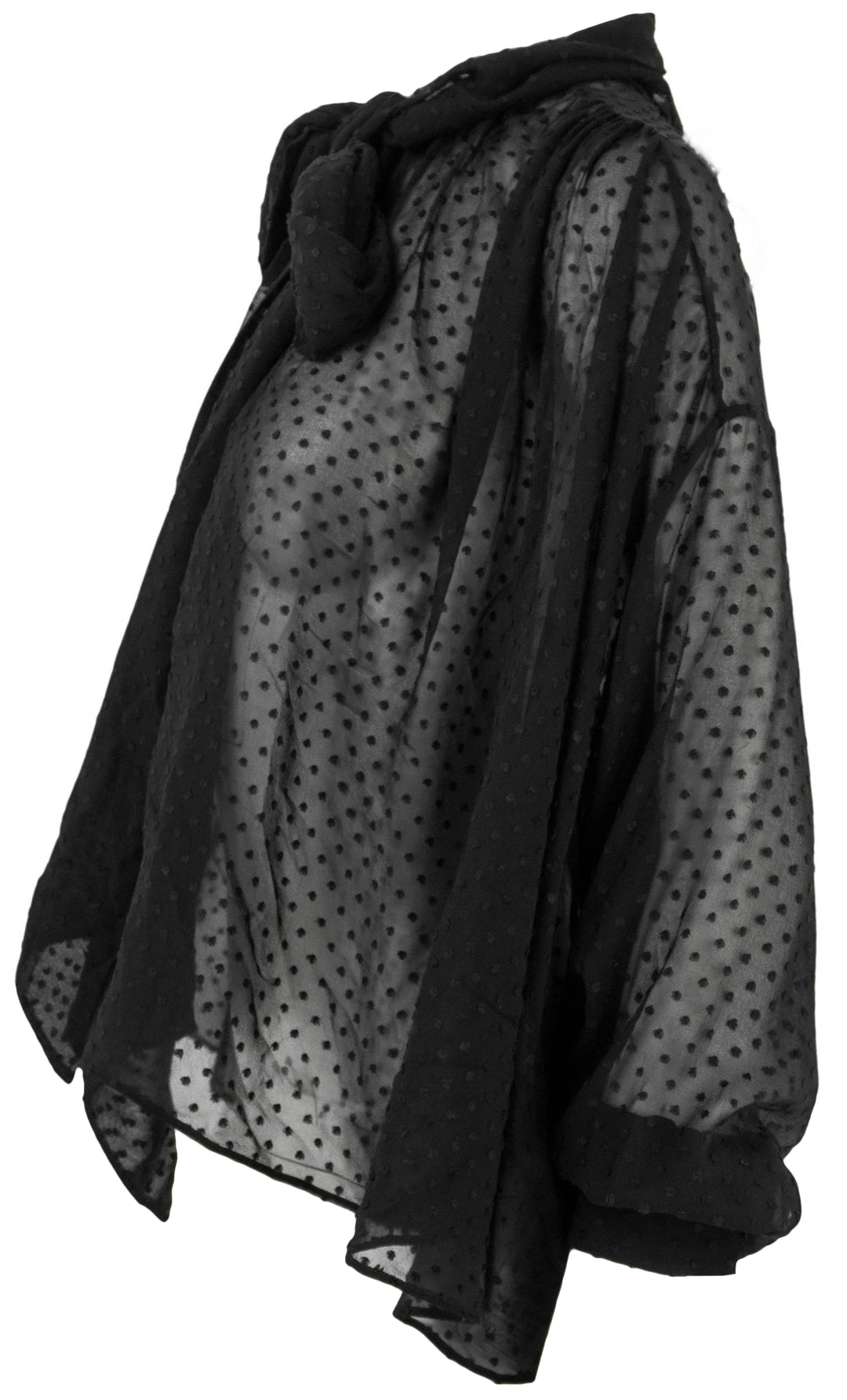 Chloe Dotted Sheer Silk Blouse in Black - Discounts on Chloé at UAL
