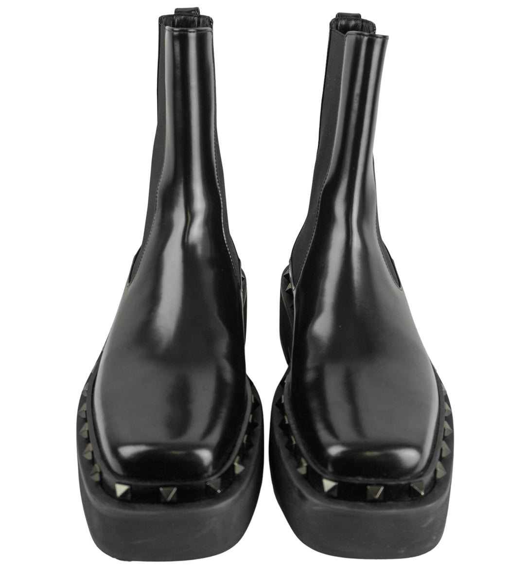 Valentino Beatle Boots with Mini Rock Studs in Black - Discounts on Valentino at UAL