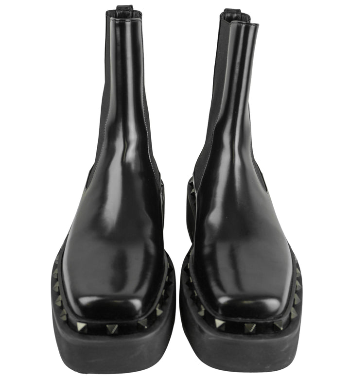 Valentino Beatle Boots with Mini Rock Studs in Black - Discounts on Valentino at UAL
