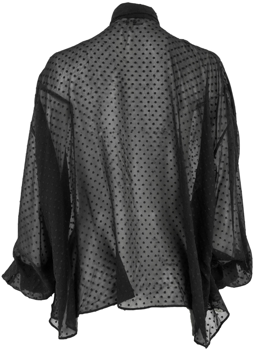 Chloe Dotted Sheer Silk Blouse in Black - Discounts on Chloé at UAL