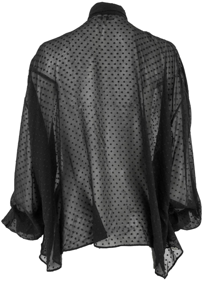 Chloe Dotted Sheer Silk Blouse in Black - Discounts on Chloé at UAL