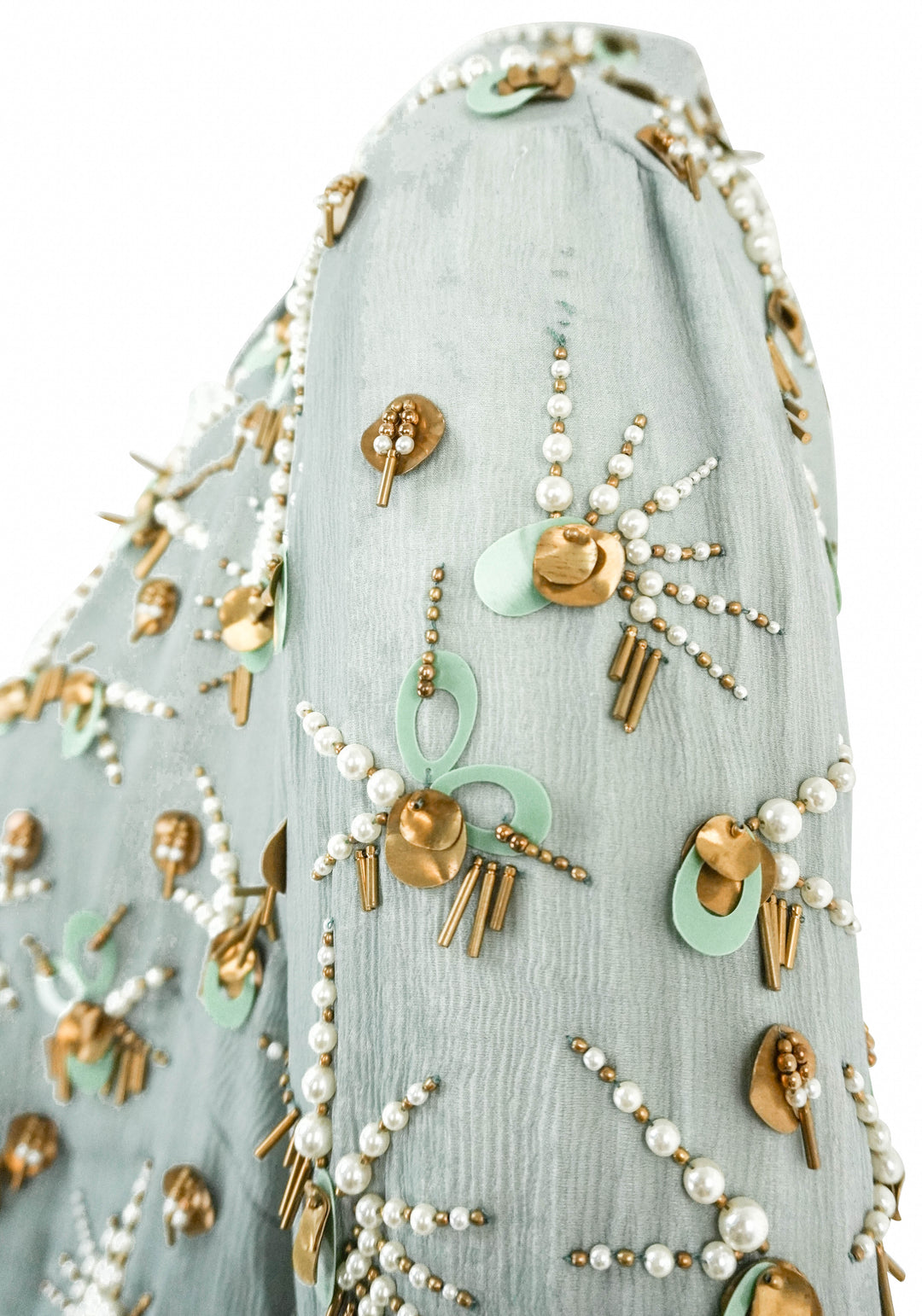 Dries Van Noten Cropped Embellished Jacket in Blue Grey - Discounts on Dries Van Noten at UAL