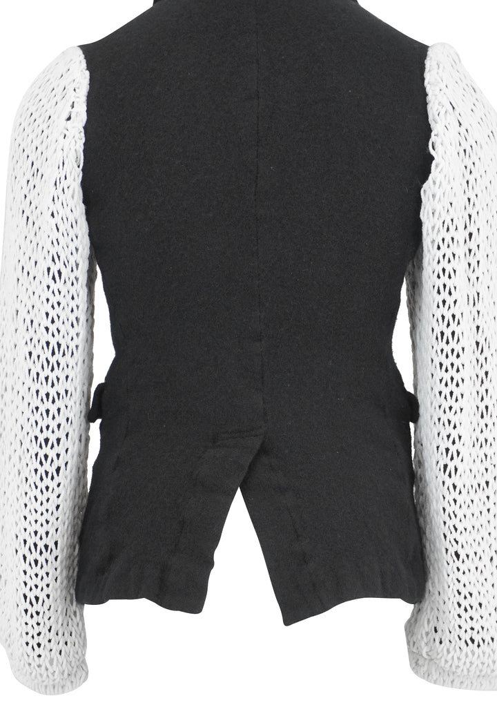 Comme des Garçons Knite Sleeve Blazer in Black and White - Discounts on COMME des GARÇONS at UAL