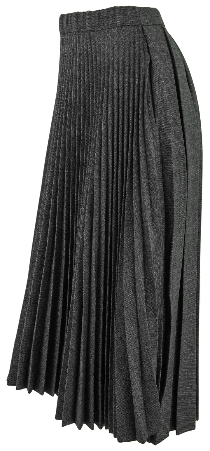 Plan C Pleated Skirt in Melange Black/White - Discounts on PLAN C at UAL