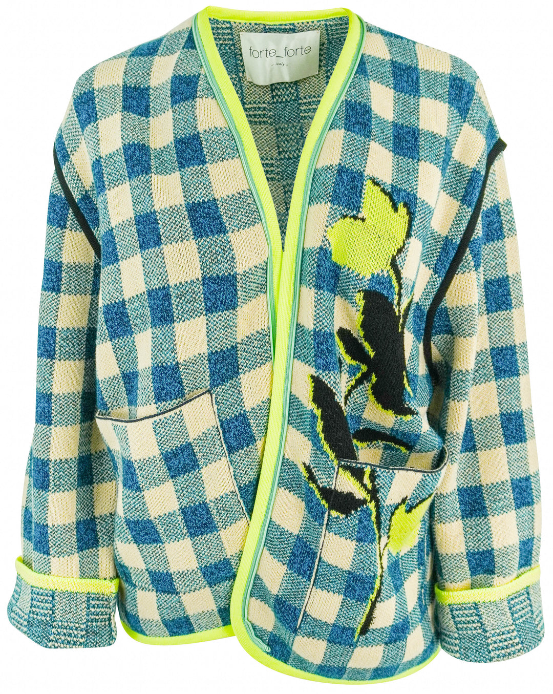 forte_forte Jacquard Gingham Jacket in Peacock - Discounts on Forte_Forte at UAL