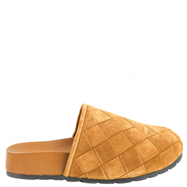 Bottega Veneta Reggie Woven Clogs in Caramel - Discounts on Bottega Veneta at UAL