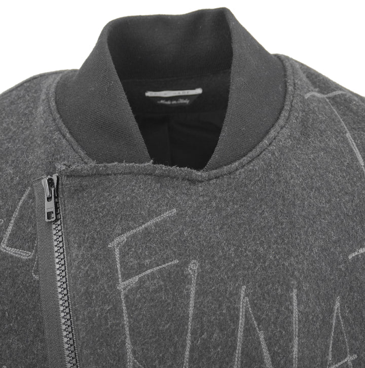 Self Made Word Embroidered Coat in Grey - Discounts on Self Made at UAL