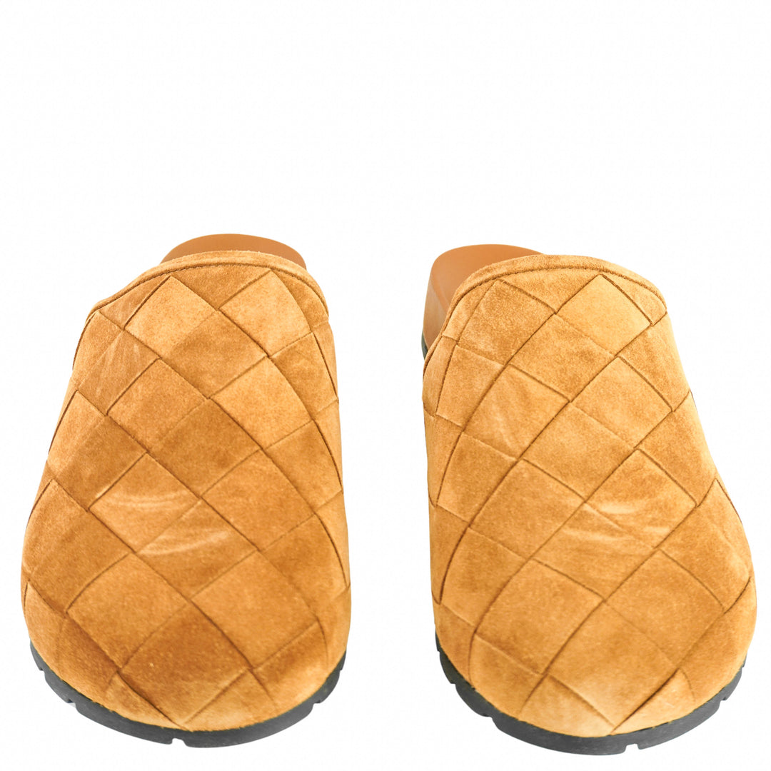 Bottega Veneta Reggie Woven Clogs in Caramel - Discounts on Bottega Veneta at UAL