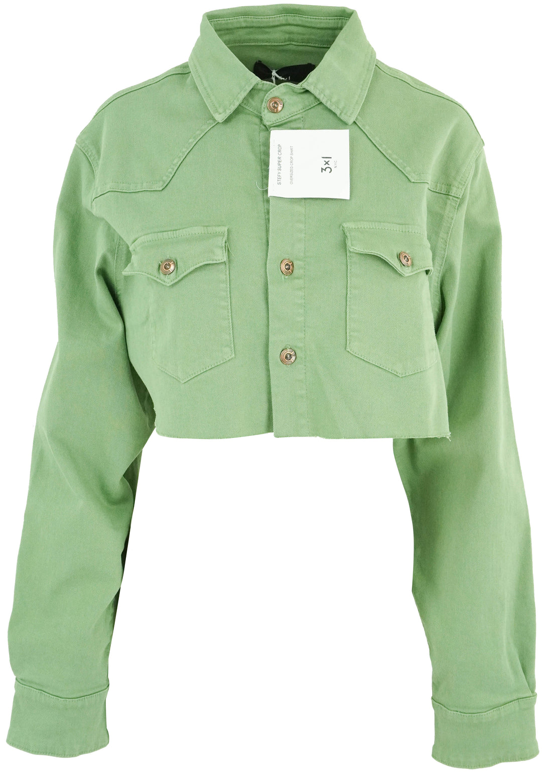 3x1 NYC Stefy Super Crop Shirt in Green - Discounts on 3x1 NYC at UAL