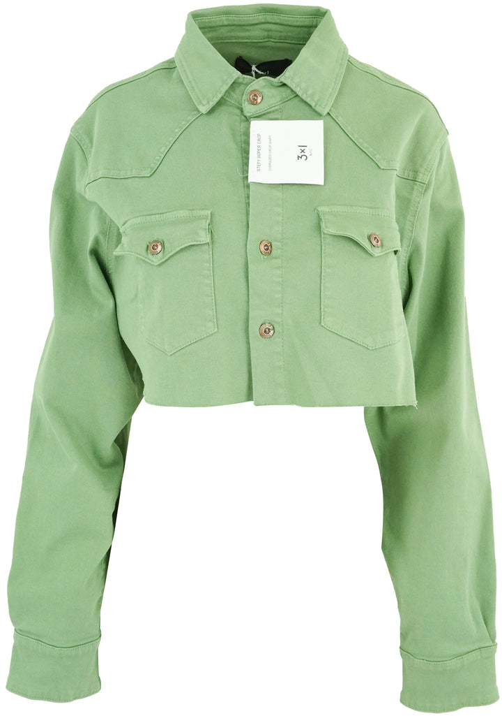 3x1 NYC Stefy Super Crop Shirt in Green - Discounts on 3x1 NYC at UAL