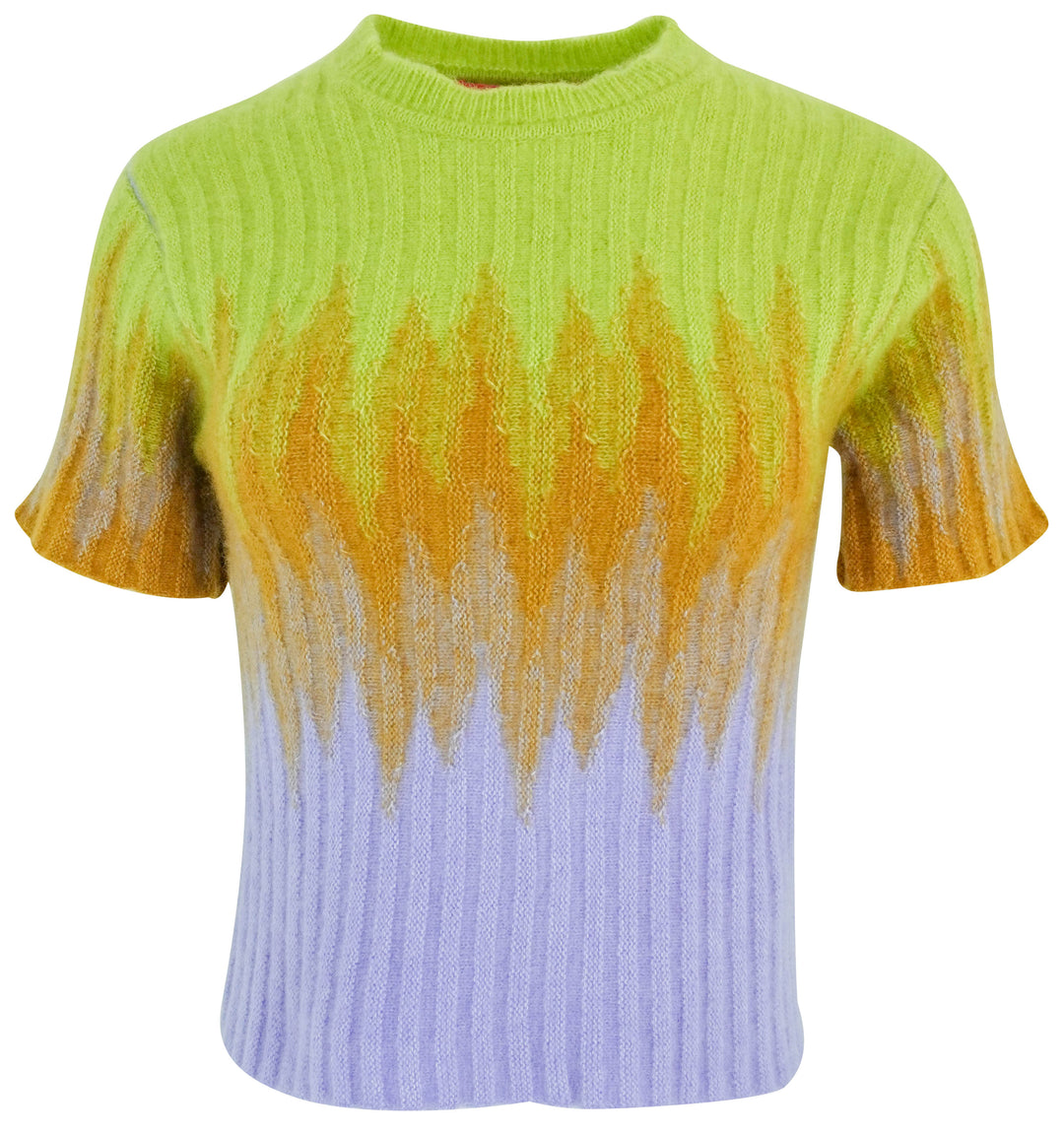 The Elder Statesman Gradient Short Sleeve Sweater in Green and Purple - Discounts on The Elder Statesman at UAL