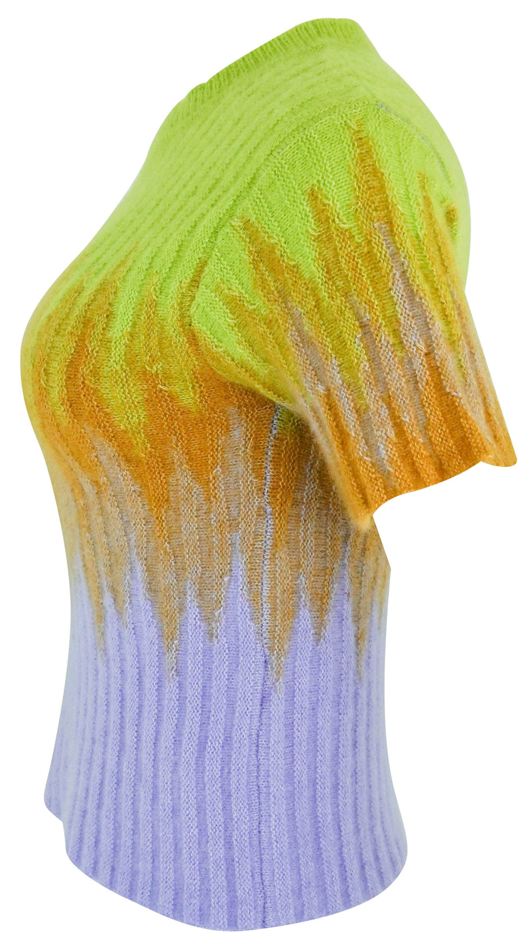 The Elder Statesman Gradient Short Sleeve Sweater in Green and Purple - Discounts on The Elder Statesman at UAL