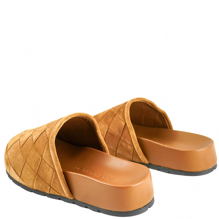 Bottega Veneta Reggie Woven Clogs in Caramel - Discounts on Bottega Veneta at UAL