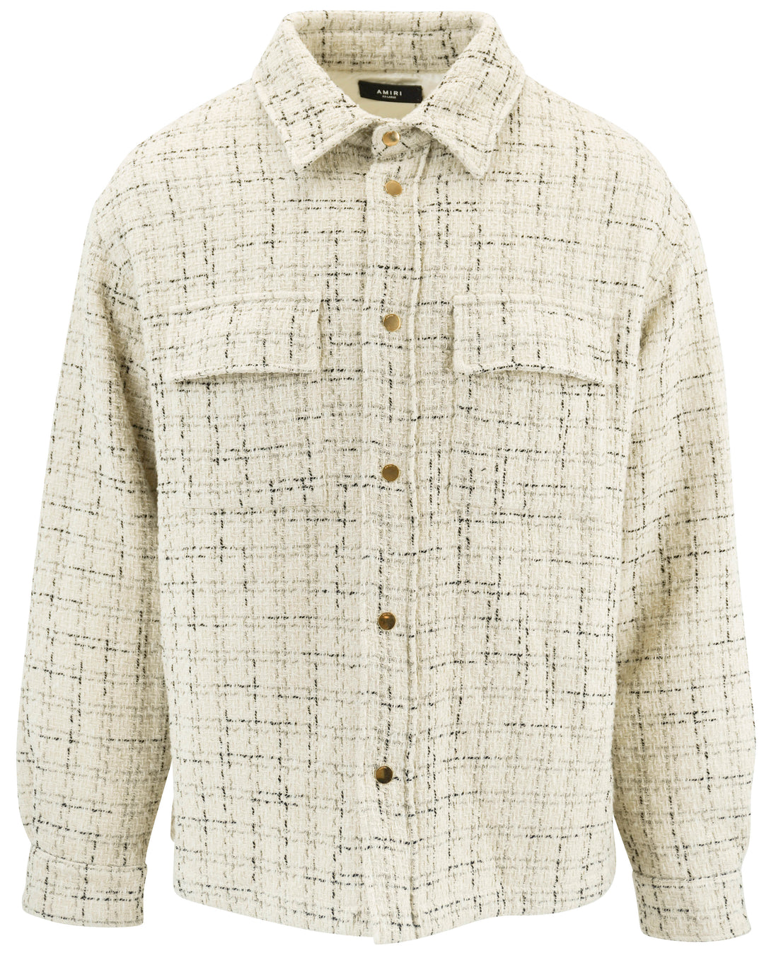 Amiri Tweed Shirt Jacket in Cream and Black - Discounts on Amiri at UAL