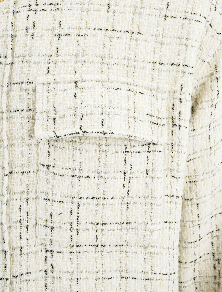 Amiri Tweed Shirt Jacket in Cream and Black - Discounts on Amiri at UAL