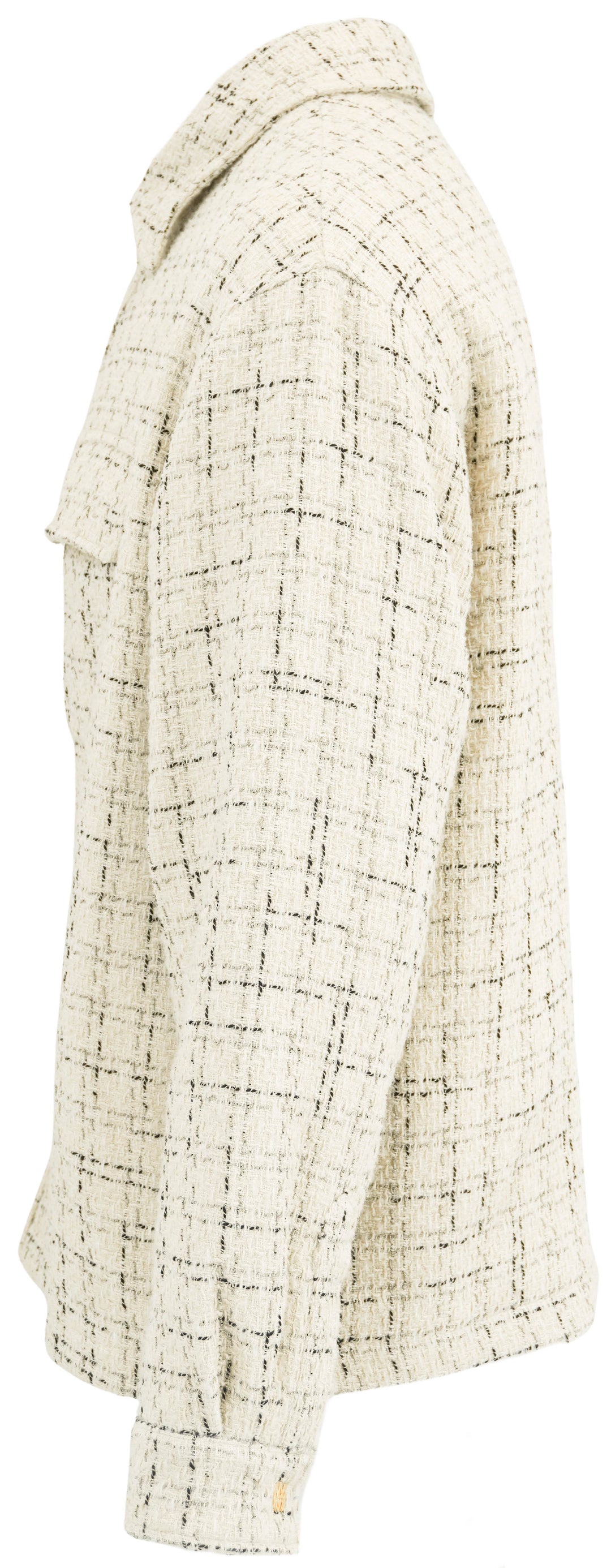 Amiri Tweed Shirt Jacket in Cream and Black - Discounts on Amiri at UAL