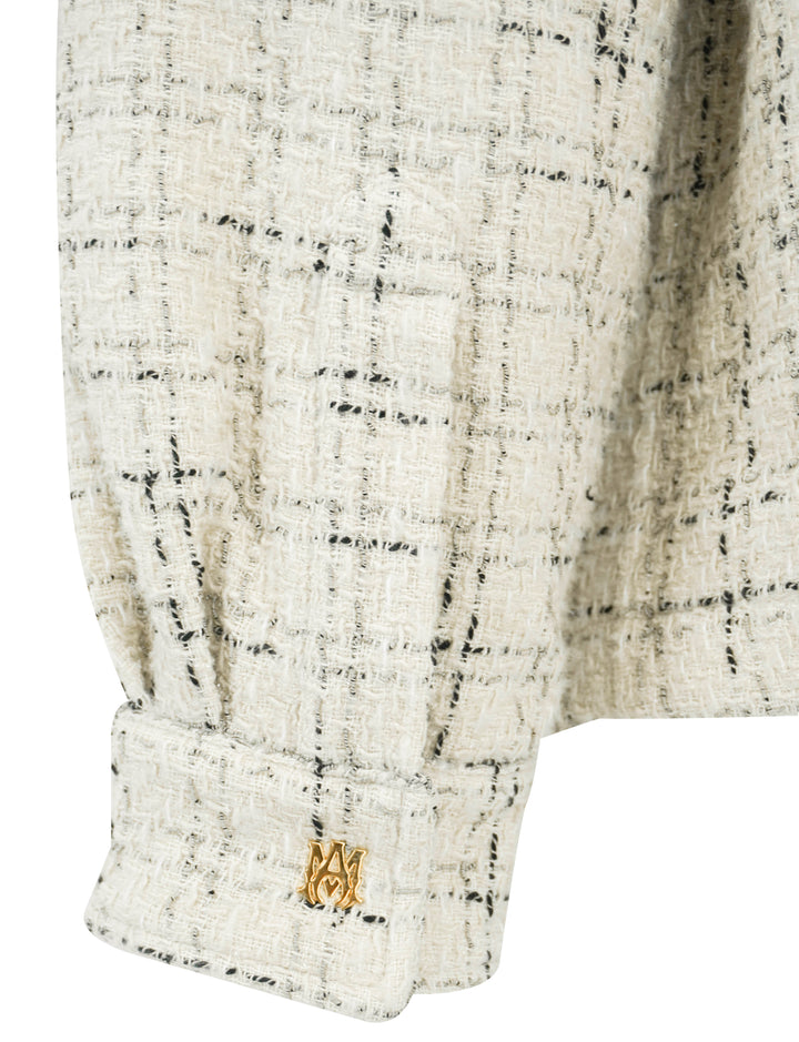 Amiri Tweed Shirt Jacket in Cream and Black - Discounts on Amiri at UAL