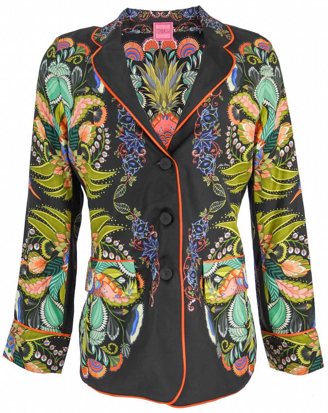 Franco Ferrari Floral Print Jacket in Black Multi - Discounts on Franco Ferrari at UAL