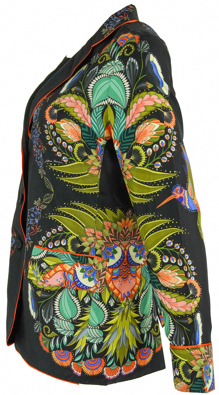 Franco Ferrari Floral Print Jacket in Black Multi - Discounts on Franco Ferrari at UAL