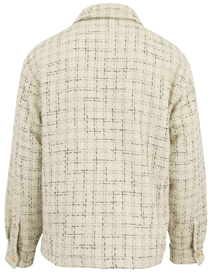 Amiri Tweed Shirt Jacket in Cream and Black - Discounts on Amiri at UAL