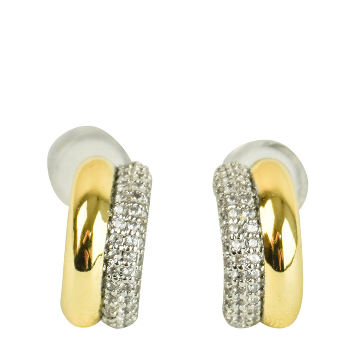 Shashi Gemini Pave Hoop Earrings in Gold/Silver