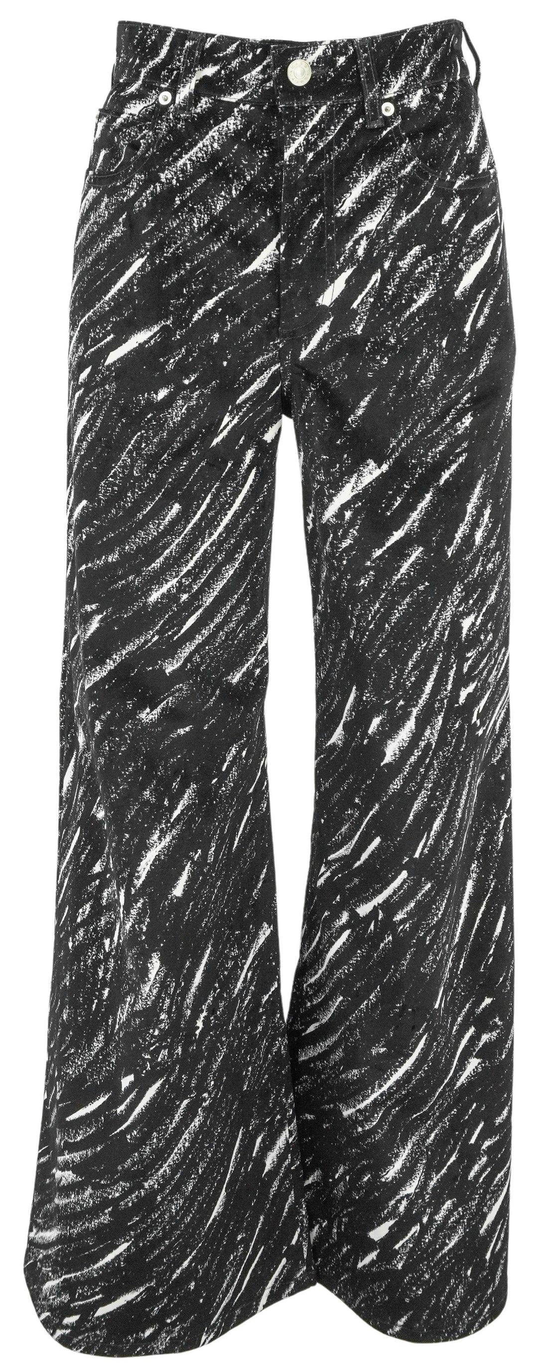 Marni Crayon Flock Wide Leg Pants in Black and White - Discounts on Marni at UAL