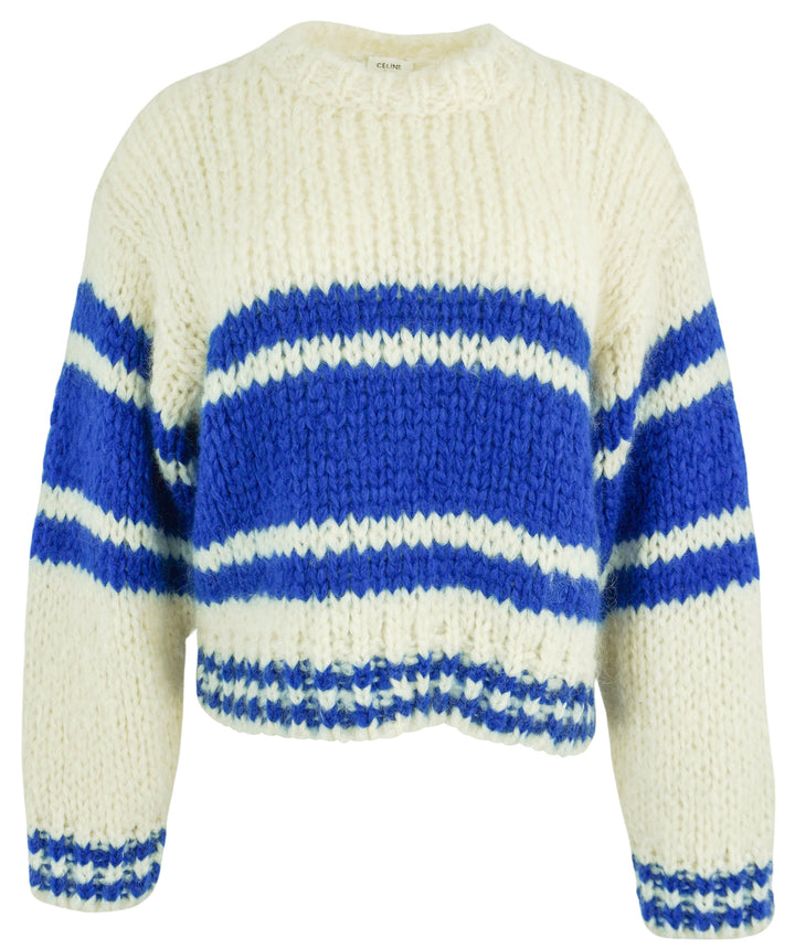 Celine Striped Sweater in Blue and Off White - Discounts on Celine at UAL