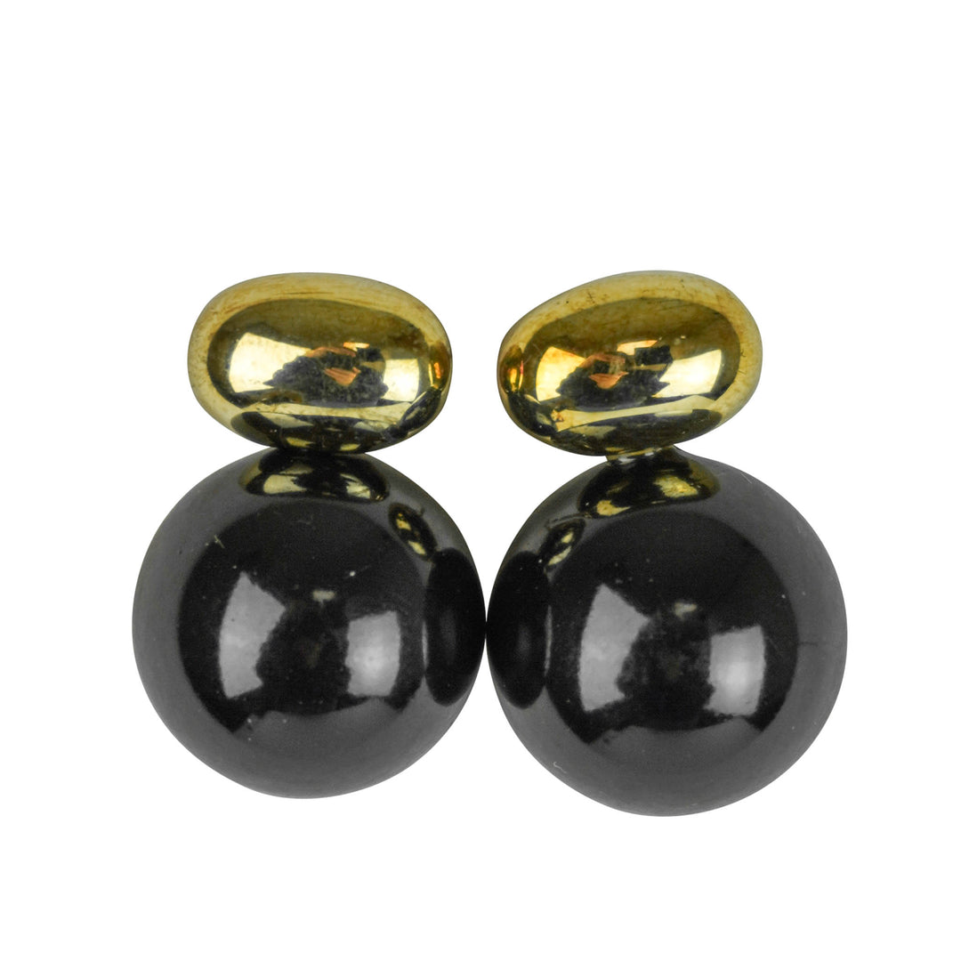 Shashi Alice Earrings in Black and Gold