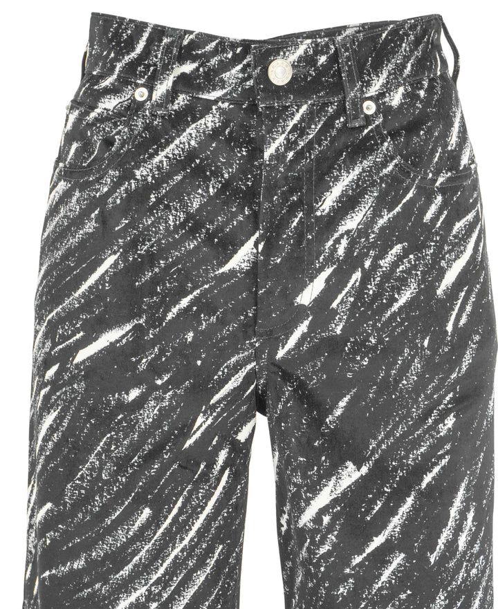 Marni Crayon Flock Wide Leg Pants in Black and White - Discounts on Marni at UAL