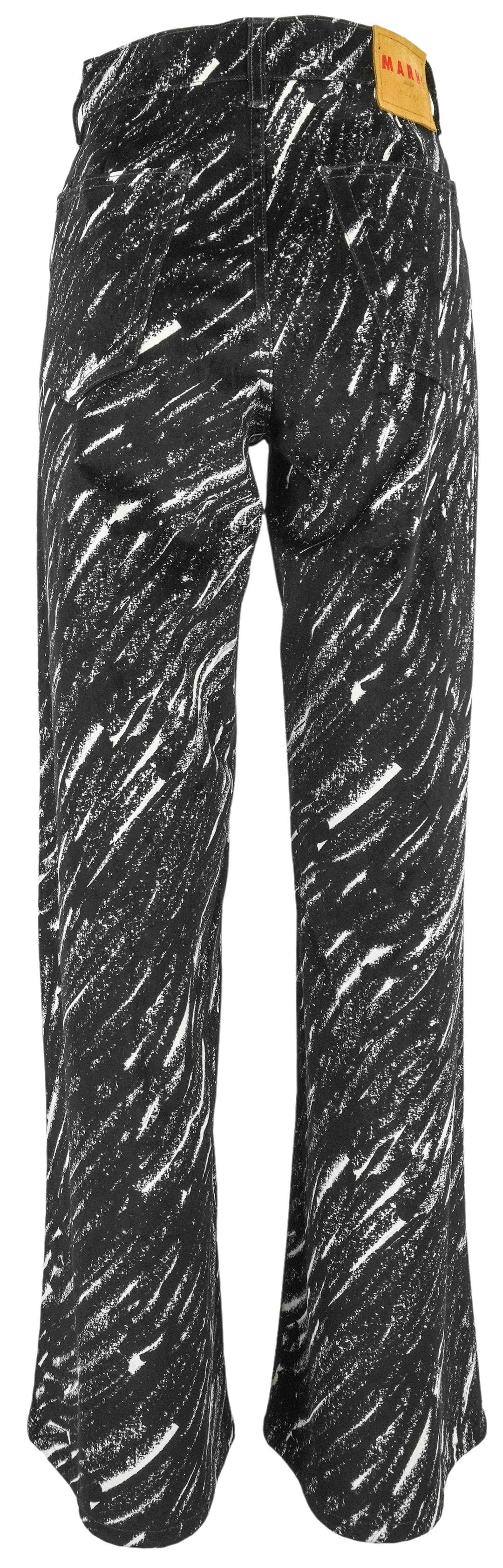 Marni Crayon Flock Wide Leg Pants in Black and White - Discounts on Marni at UAL