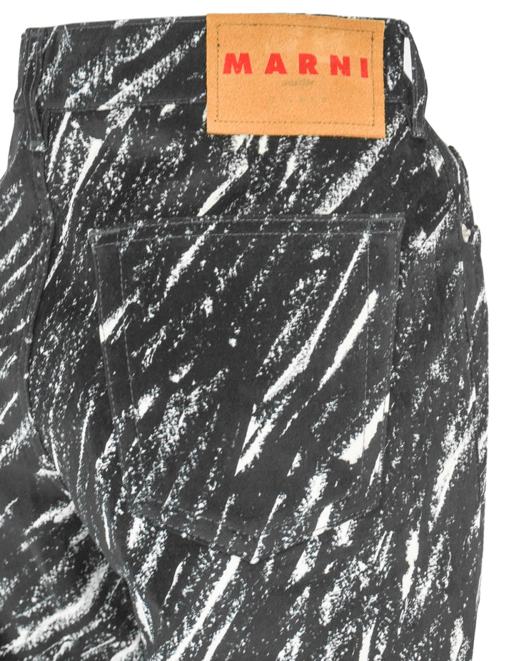 Marni Crayon Flock Wide Leg Pants in Black and White - Discounts on Marni at UAL