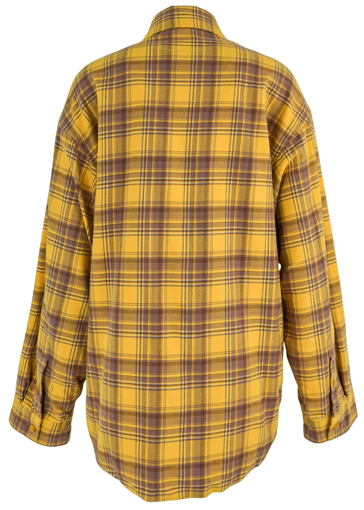 Balenciaga Oversized Plaid Print Shirt in Yellow and Purple - Discounts on Balenciaga at UAL