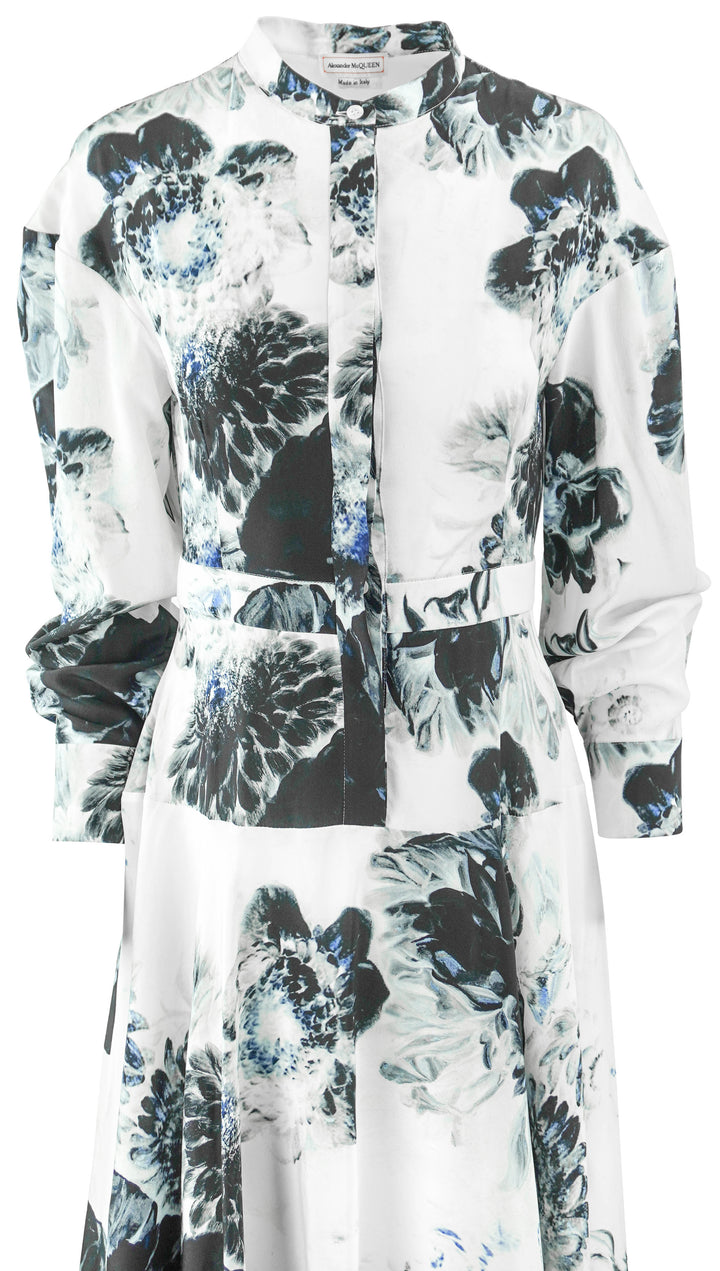 Alexander McQueen Chiaroscuro Day Dress in Ink - Discounts on Alexander McQueen at UAL