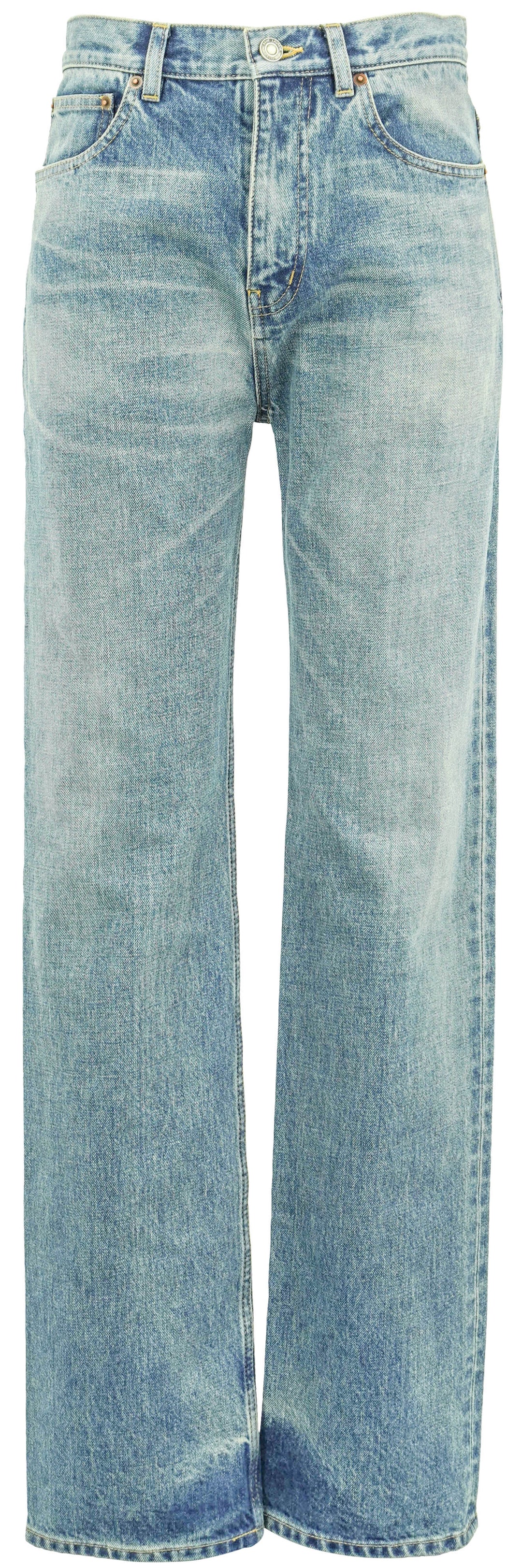Saint Laurent Straight Leg Jeans in Benjamin Blue Denim - Discounts on Saint Laurent at UAL