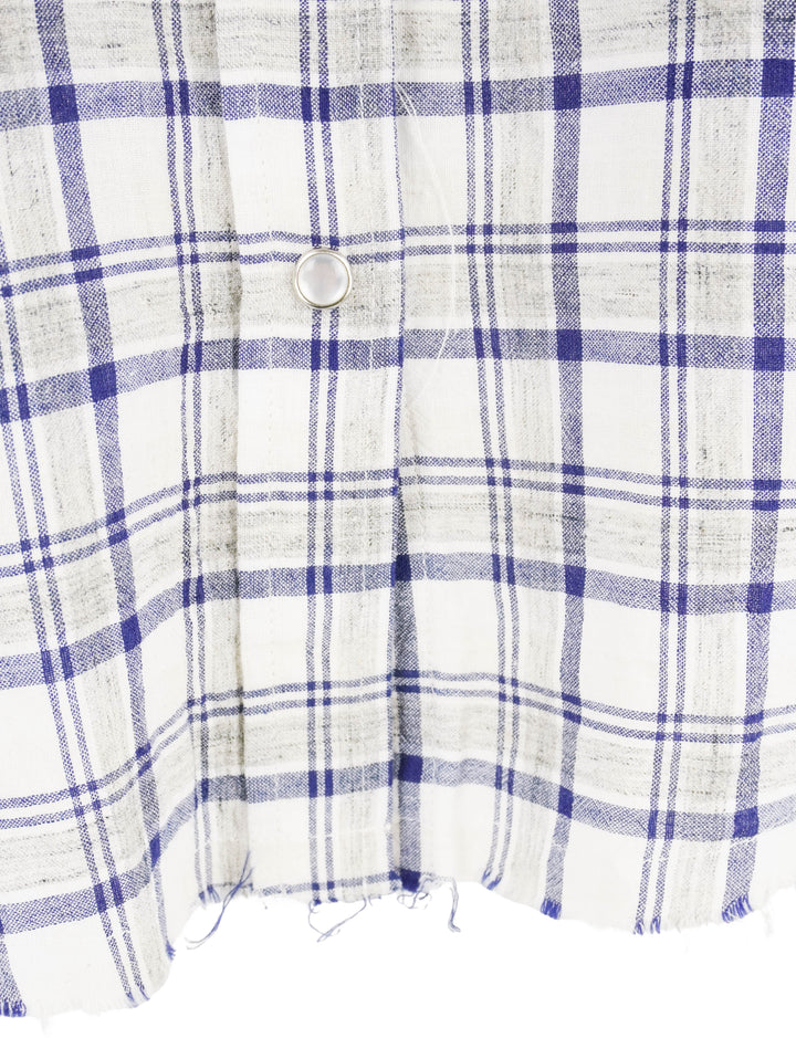 TWP Plaid Distressed Button Up Shirt in Grey and Blue - Discounts on TWP at UAL