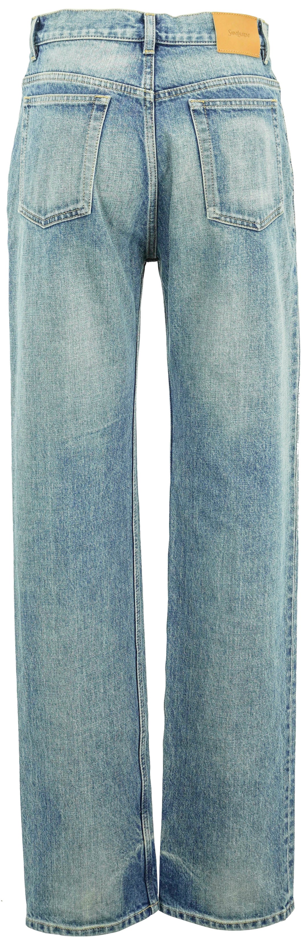 Saint Laurent Straight Leg Jeans in Benjamin Blue Denim - Discounts on Saint Laurent at UAL